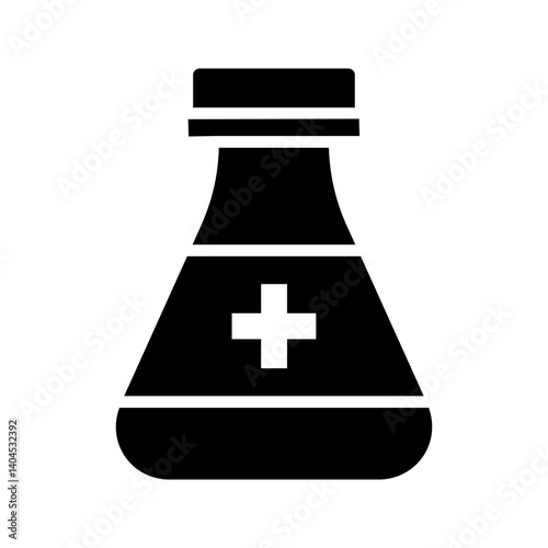 pill bottle icon, bottle with medical cross, isolated on transparent background.