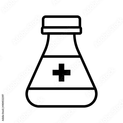 pill bottle icon, bottle with medical cross, isolated on transparent background.