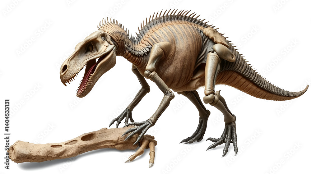 Delving into the Fossilized Remains of Oviraptor isolated on white background Delving into the Fossilized Remains of Oviraptor isolated on white background