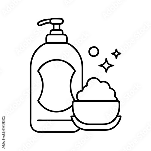 dish soap icon, dish soap line art - simple line art of dish soap, perfect for dish soap logos and icons
