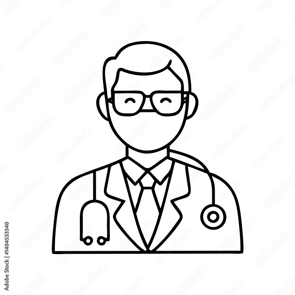 doctor icon, doctor line art - simple line art of doctor, perfect for doctor logos and icons doctor icon, doctor line art - simple line art of doctor, perfect for doctor logos and icons