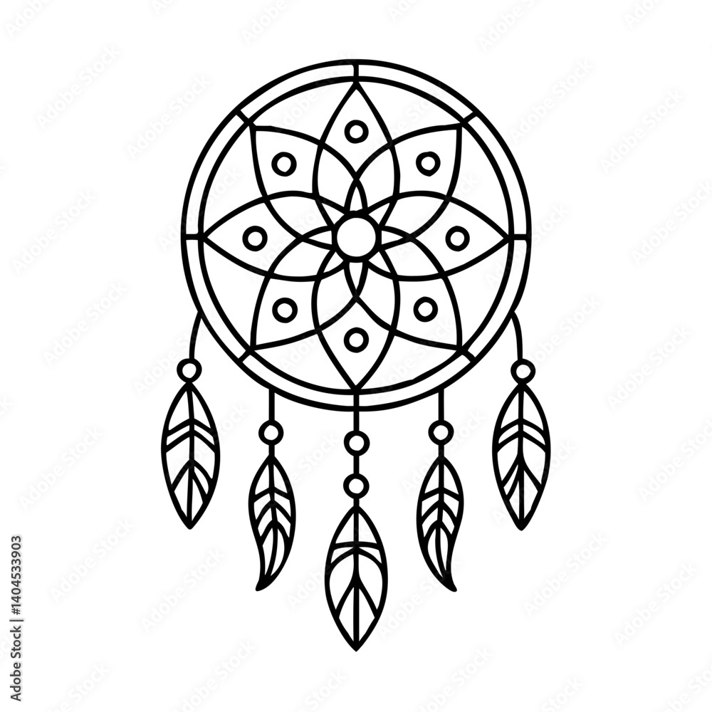 Fototapeta premium dreamcatcher icon, dreamcatcher line art - simple line art of dreamcatcher, perfect for dreamcatcher logos and icons