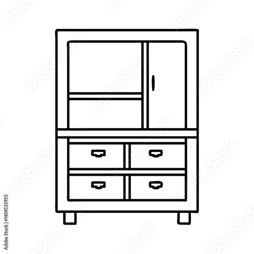 dresser icon, dresser line art - simple line art of dresser, perfect for dresser logos and icons