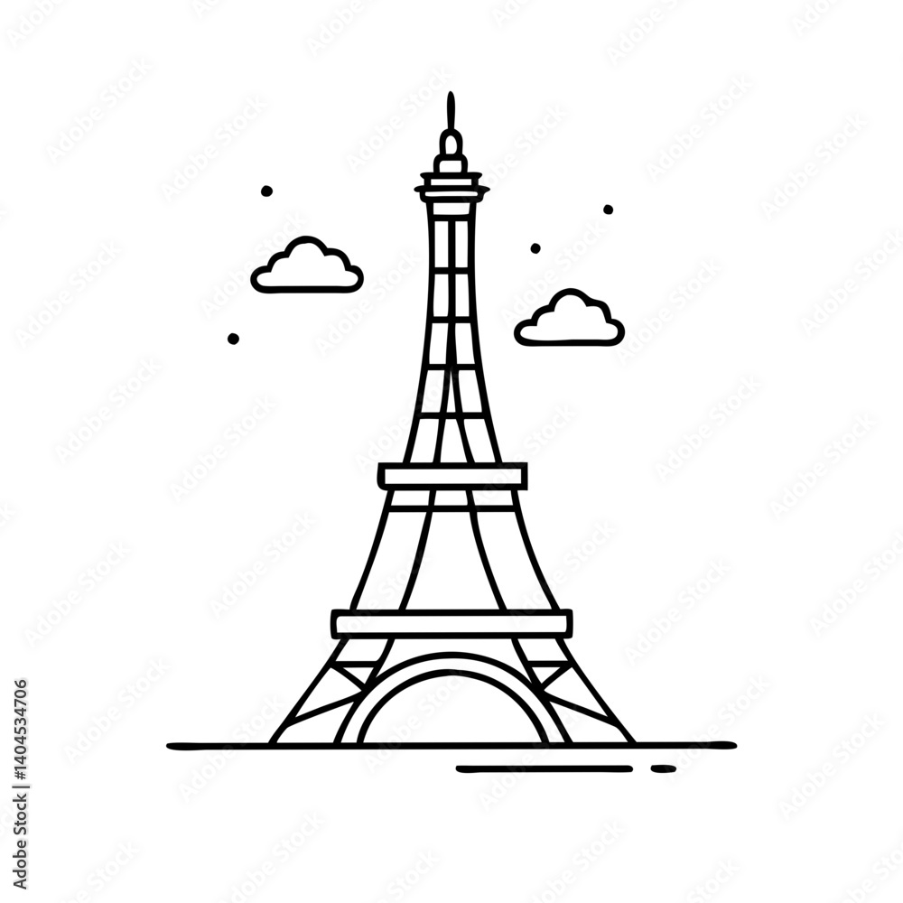 Obraz premium eiffel tower icon, eiffel tower line art - simple line art of eiffel tower, perfect for eiffel tower logos and icons