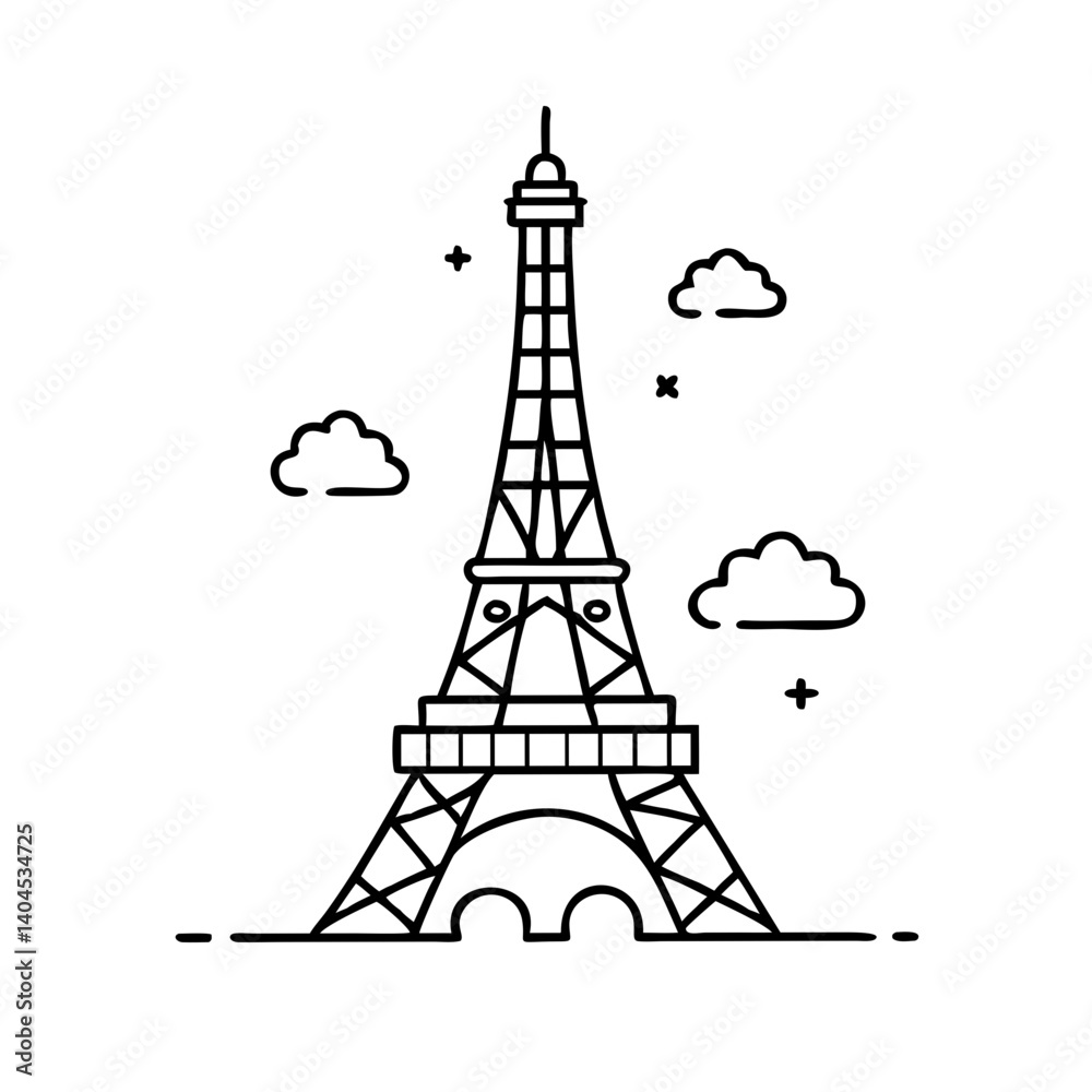 Fototapeta premium eiffel tower icon, eiffel tower line art - simple line art of eiffel tower, perfect for eiffel tower logos and icons