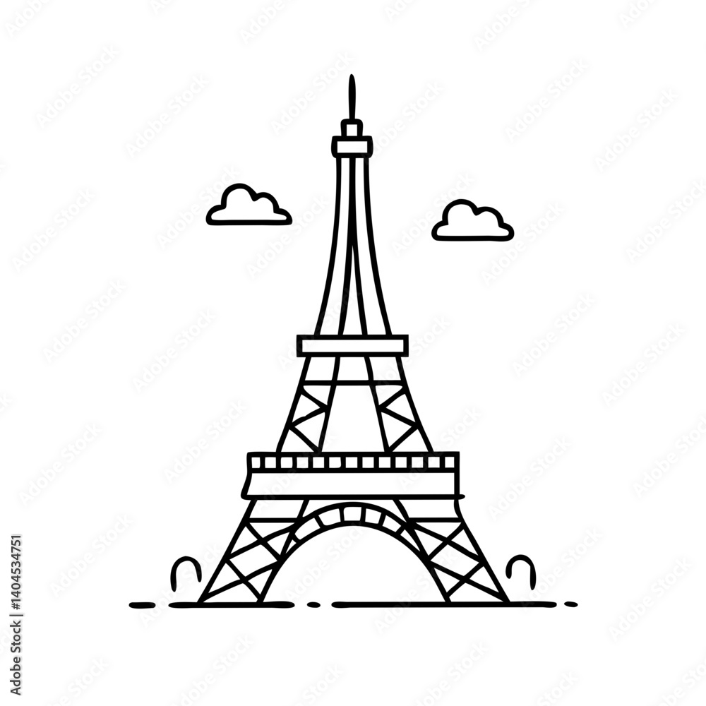 Fototapeta premium eiffel tower icon, eiffel tower line art - simple line art of eiffel tower, perfect for eiffel tower logos and icons