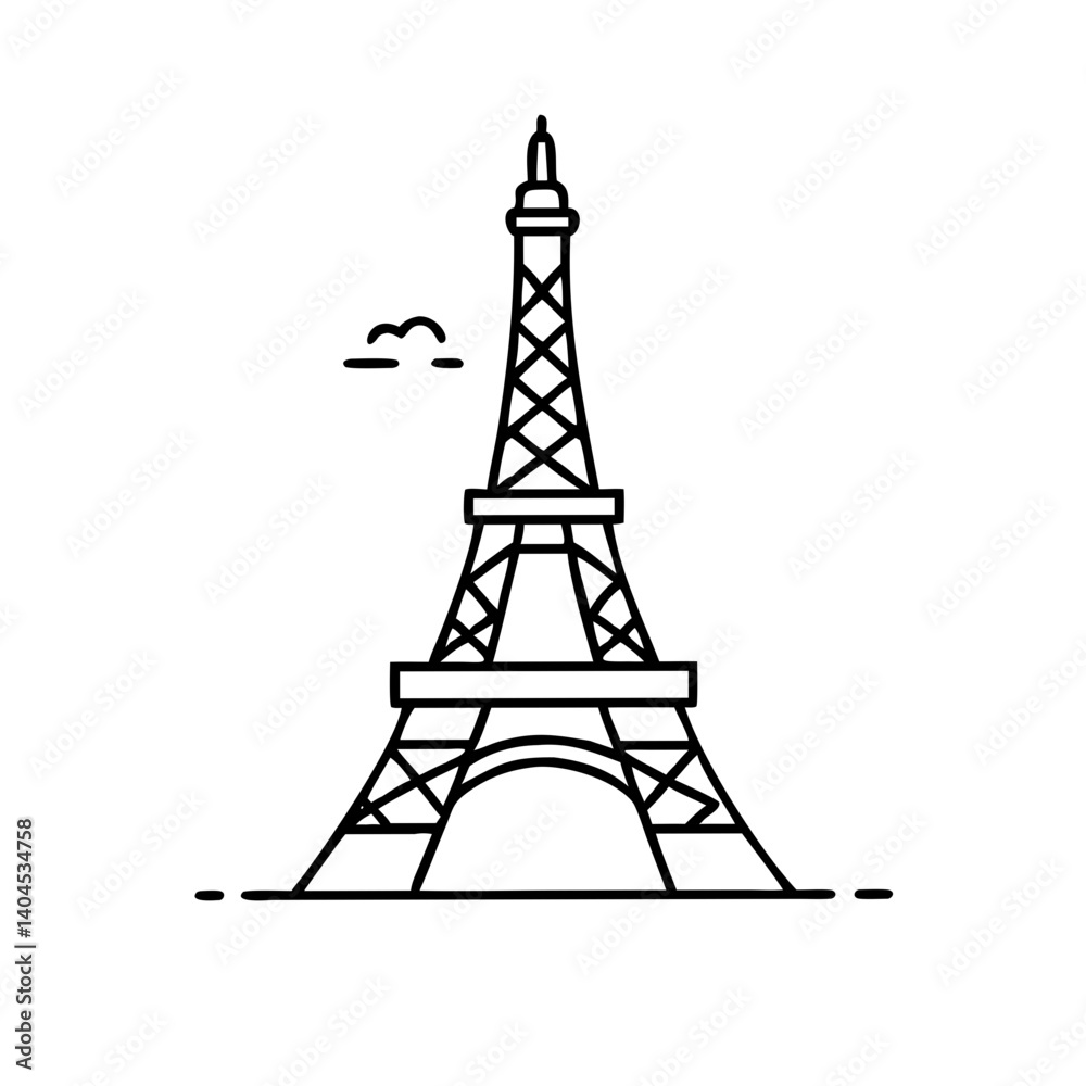 Fototapeta premium eiffel tower icon, eiffel tower line art - simple line art of eiffel tower, perfect for eiffel tower logos and icons