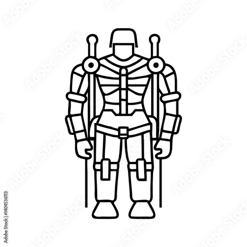 exoskeleton suit icon, exoskeleton suit line art - simple line art of exoskeleton suit, perfect for exoskeleton suit logos and icons