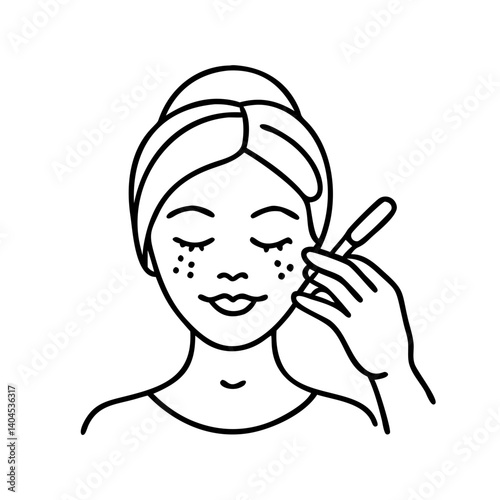 facial treatment icon, facial treatment line art - simple line art of facial treatment, perfect for facial treatment logos and icons