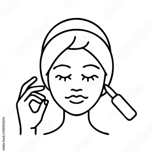facial treatment icon, facial treatment line art - simple line art of facial treatment, perfect for facial treatment logos and icons