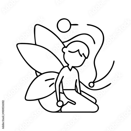 fairy icon, fairy line art - simple line art of fairy, perfect for fairy logos and icons