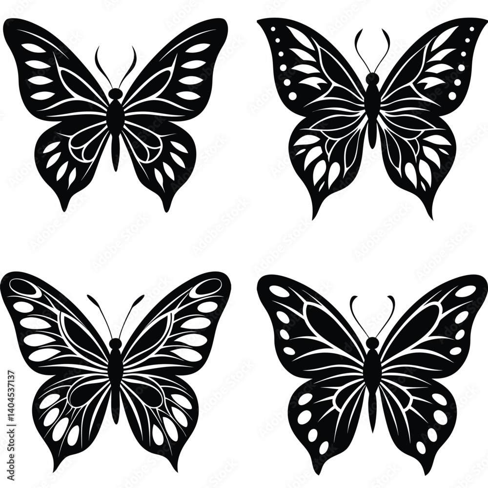 Fototapeta premium Butterfly vector silhouette Bundle set