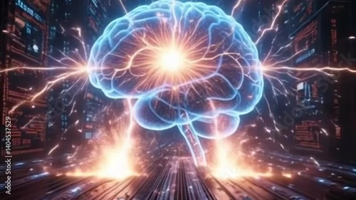 Human head with neon brain emblem, medicine, sign, human body part, and human brain.