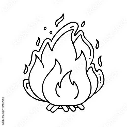 fire icon, fire line art - simple line art of fire, perfect for fire logos and icons