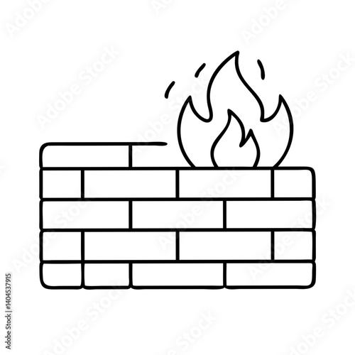 firewall icon, firewall line art - simple line art of firewall, perfect for firewall logos and icons