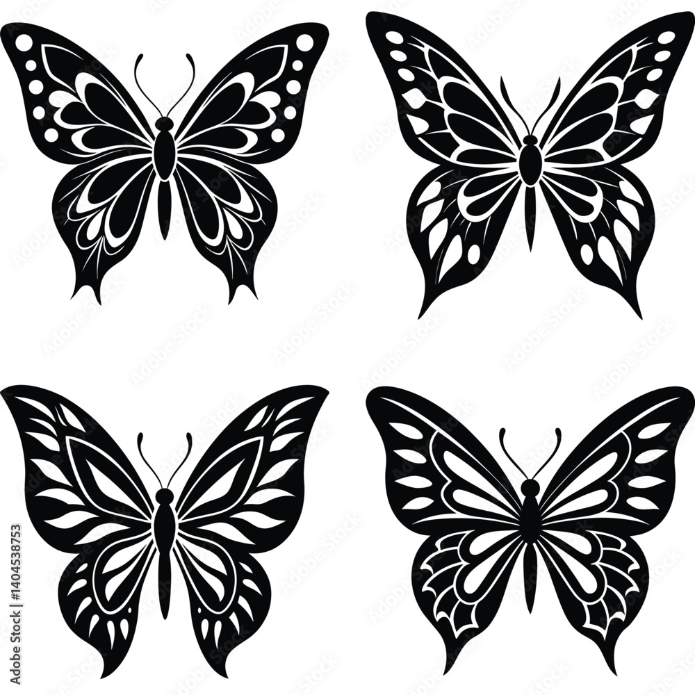 Obraz premium Butterfly vector silhouette Bundle set