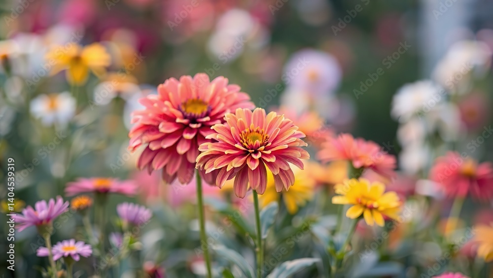 Serene Flower Garden, Soft Focus Design Concept