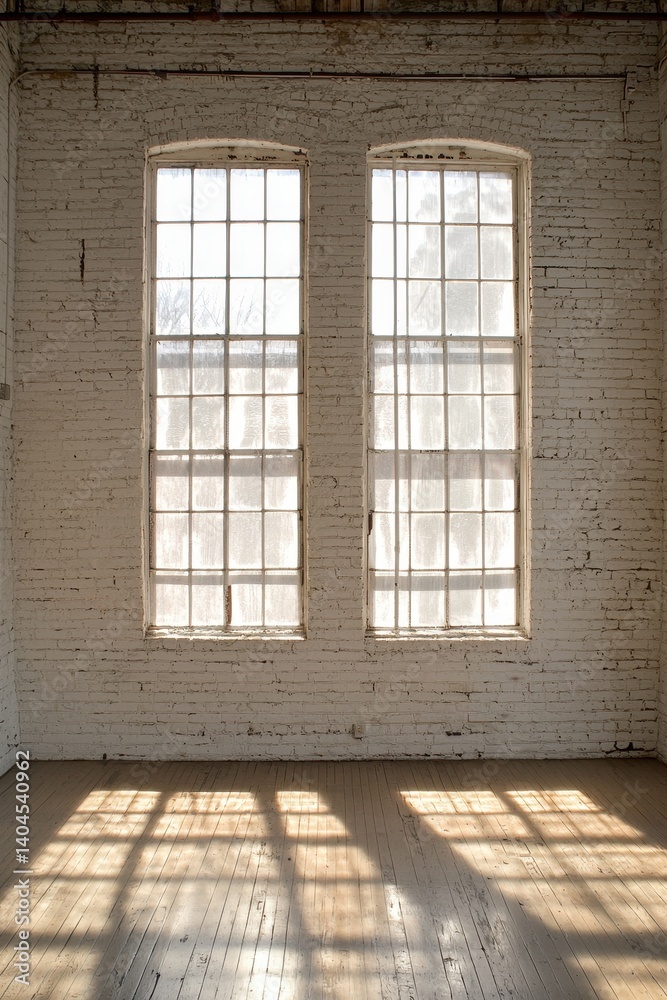 Bright Sunlight Streaming Through Industrial Style Windows Bright Sunlight Streaming Through Industrial Style Windows