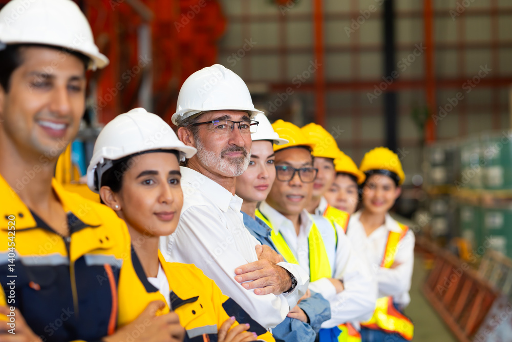 Portrait Unity and teamwork concept. team standing hands together. Professional Mechanical Engineer team Working at metal sheet profiling factory. Industrial production Portrait Unity and teamwork concept. team standing hands together. Professional Mechanical Engineer team Working at metal sheet profiling factory. Industrial production