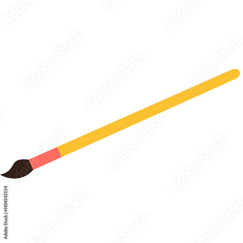 A flat design of a simple paintbrush with yellow handle, perfect for art projects, educational materials, or children’s illustrations. Ideal for creative and school-related visual content.