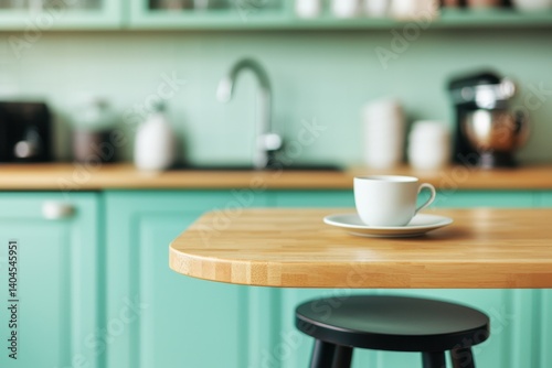 Wallpaper Mural Minimalist Kitchen Scene with Coffee Cup on Wooden Table Torontodigital.ca