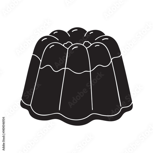 Black jelly pudding dessert icon in solid silhouette style for food designs