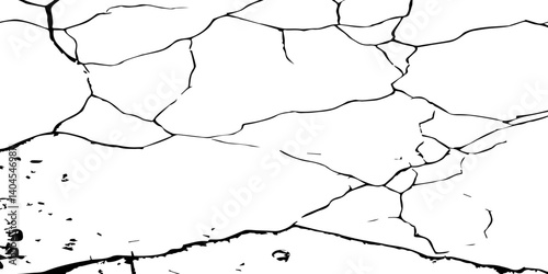 Transparent Background Vector Texture of Grunge Cracks and Fractured Earth – Realistic Dry Soil Pattern with Rough Distressed Overlay for Creative Use