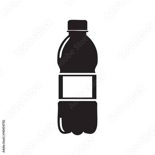 plastic water bottle in solid black for hydration and drink use