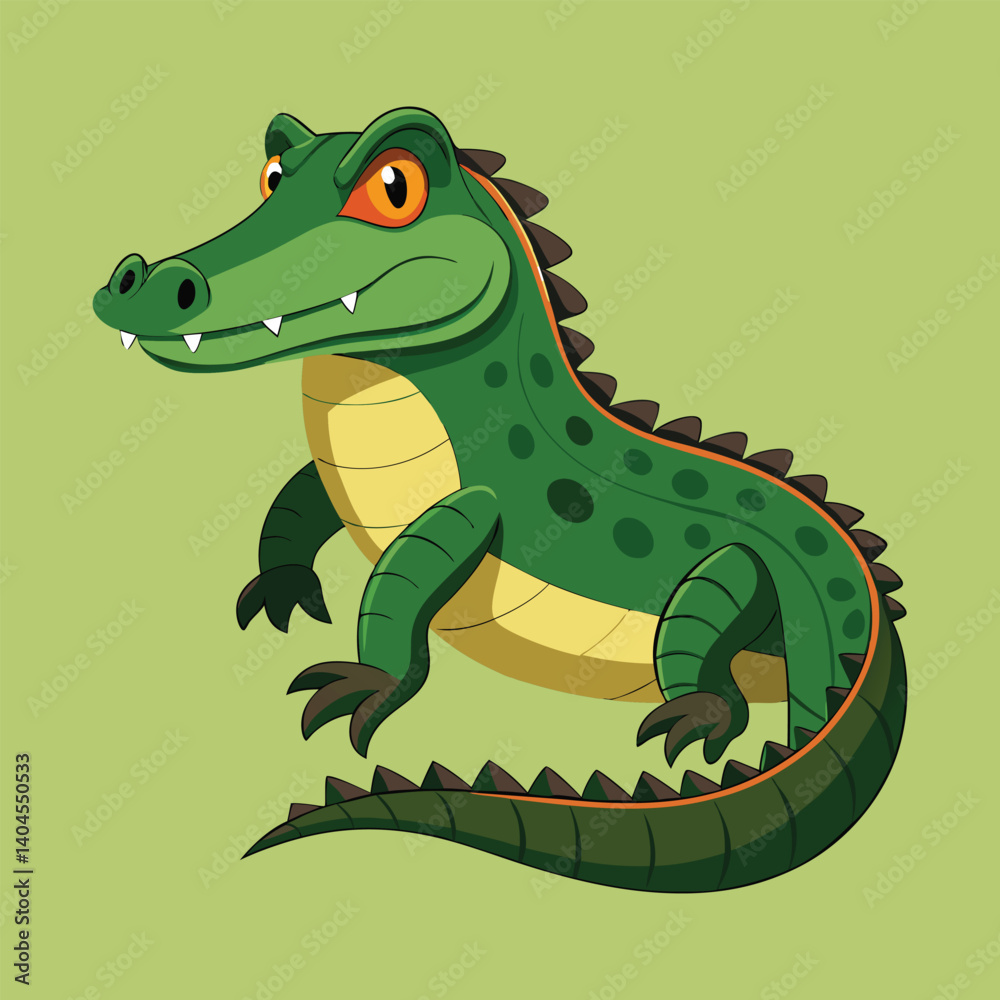 Fototapeta premium Cartoon green crocodile illustration for kids
