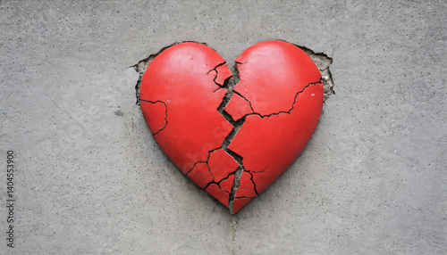 Wallpaper Mural Cracked red heart. Breakup, failure, falling in love. Torontodigital.ca