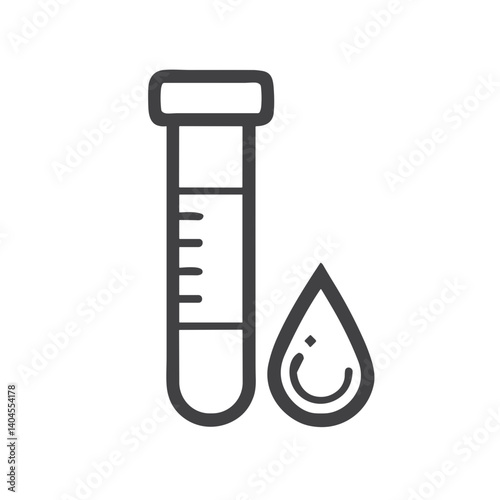 Blood Test Tube Icon for Laboratory Websites, Medical Testing Services, Healthcare Applications, Clinical Research and Patient Education Resources