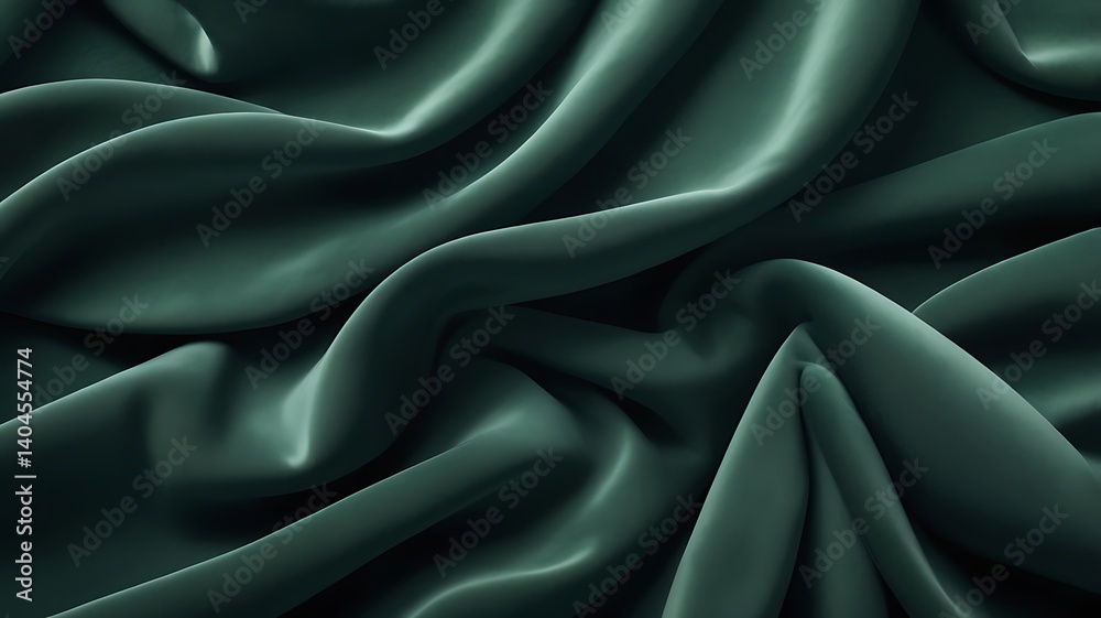 Obraz premium Luxurious Emerald Green Silk Fabric Texture Elegant Draped Material Background