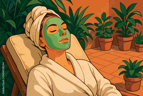 Person relaxing with a face mask
