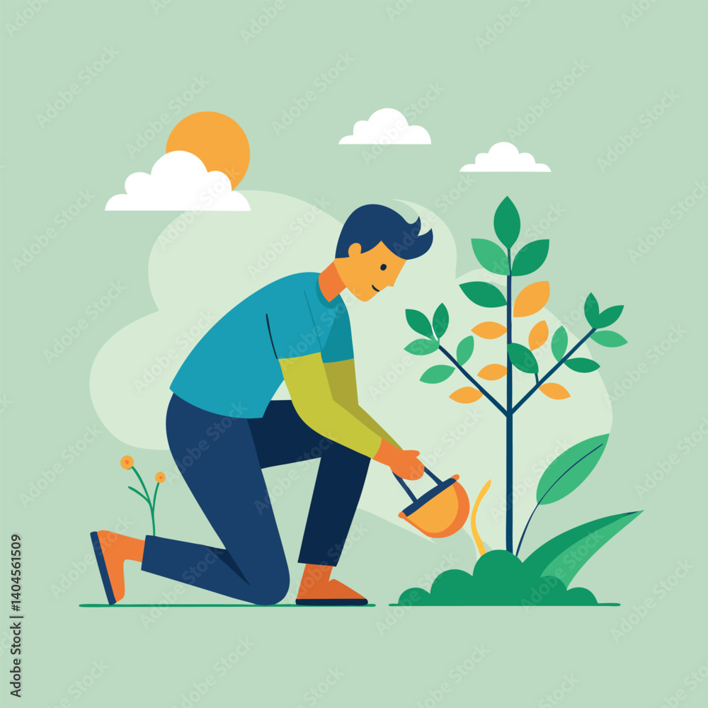 a man is planting trees vector a man is planting trees vector