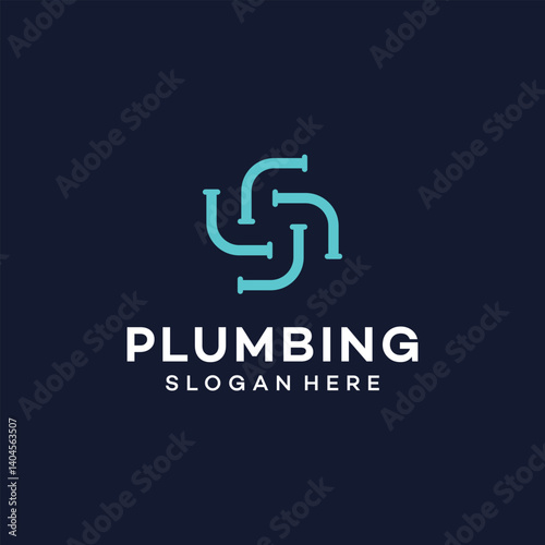 Water pipe with circle logo design template