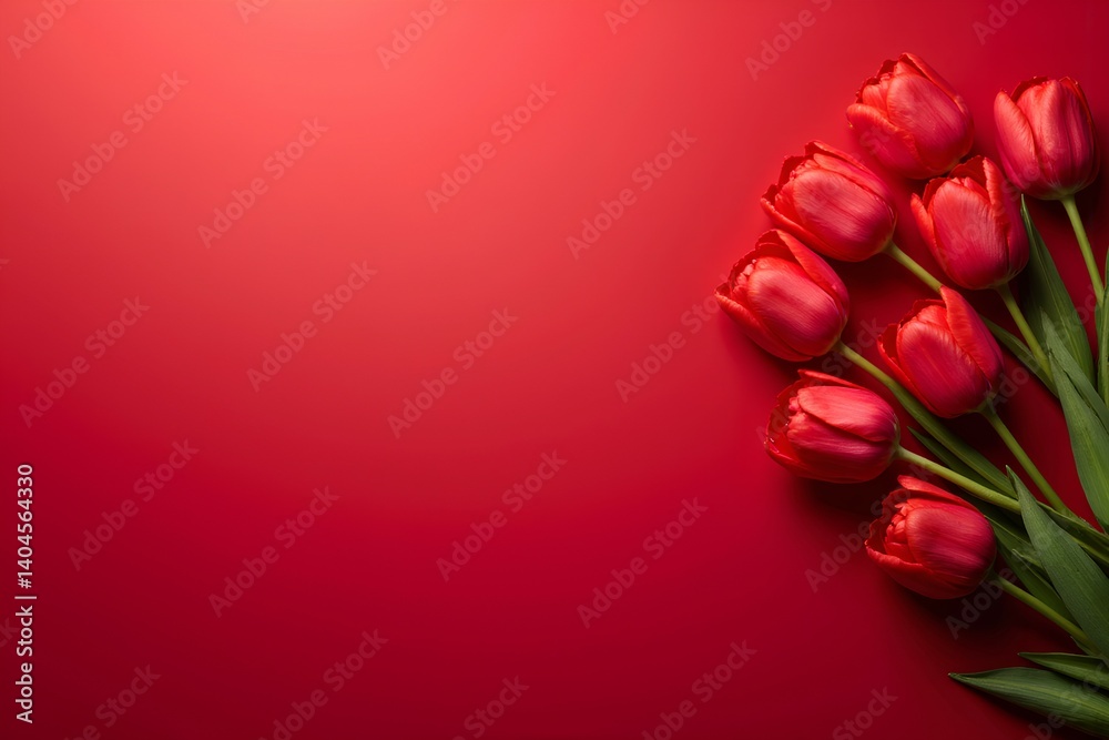bouquet of red tulips on red background bouquet of red tulips on red background