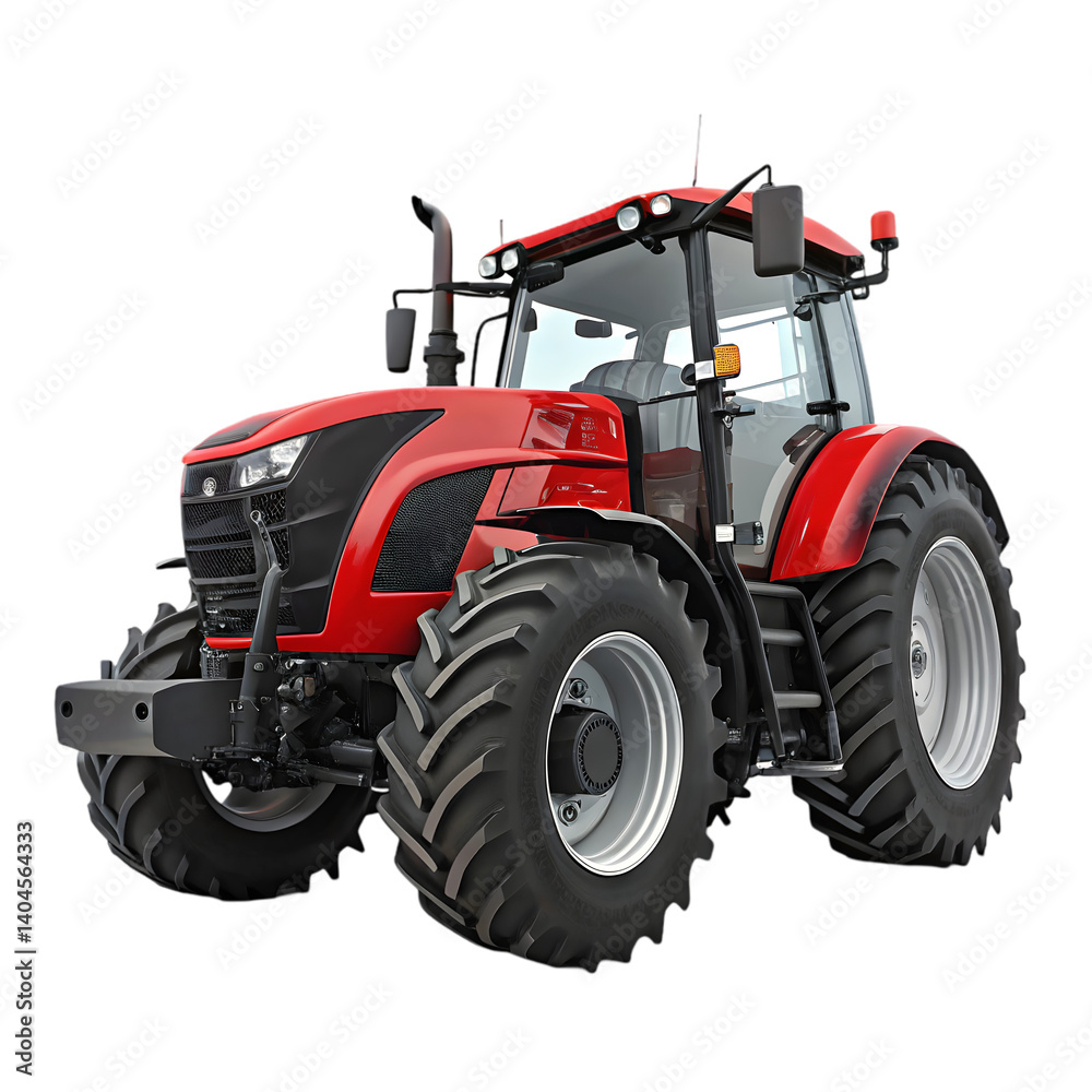 Obraz premium Red Farm Tractor: Agriculture Machinery Image on transparent background
