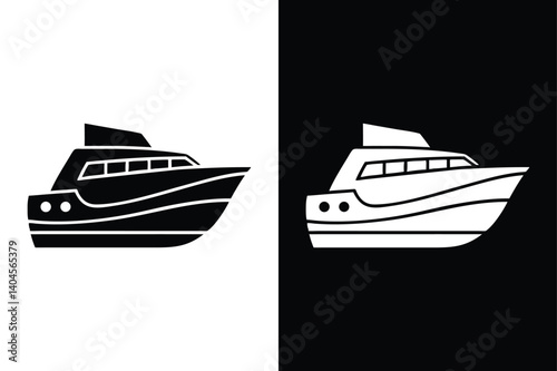 Flat Yacht Vector Icon. Maritime Symbol for Travel & Transport