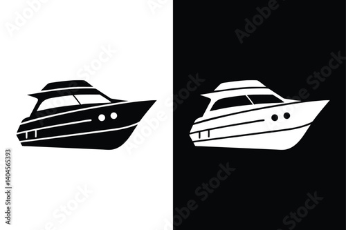 Sea Vessel Icon. Silhouette Yacht Graphic for Transport Concepts