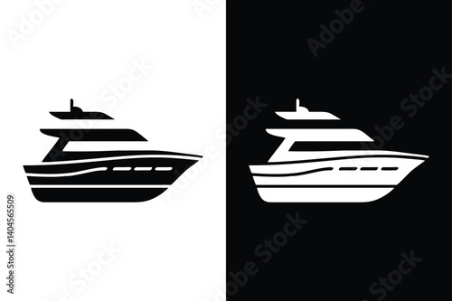 Luxury Yacht Icon. Flat Boat Design for Marine and Travel Use