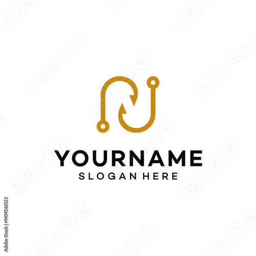 fishing hook icon logo design vector illustration