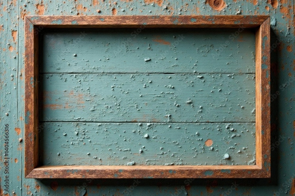 Naklejka premium Rustic, weathered wood frame, distressed finish, photography prop, background