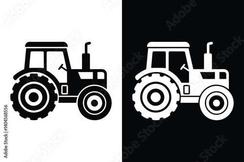 Versatile Tractor Icon. Silhouette, Logo, and Pixel Perfect Vectors