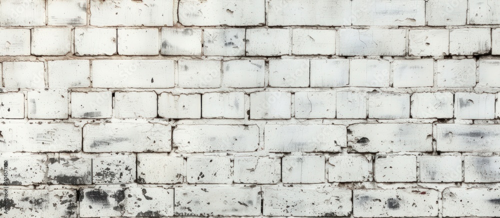 Fototapeta premium Abstract aged white brick wall texture background. AI generated image