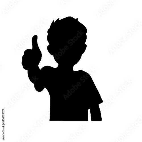 silhouette of a  boy with thumb up