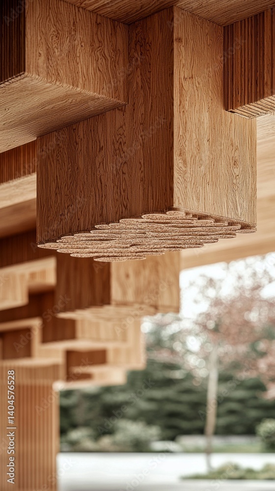 This close-up showcases the elegant interlocking patterns and textures of cross-laminated timber, highlighting its strength and beauty in modern architecture This close-up showcases the elegant interlocking patterns and textures of cross-laminated timber, highlighting its strength and beauty in modern architecture