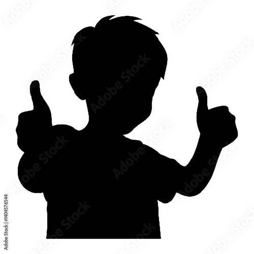 silhouette of a  boy with thumb up