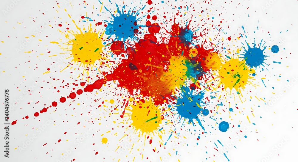 Fototapeta premium Vibrant Color Splashes Abstract Paint Explosion on White Background