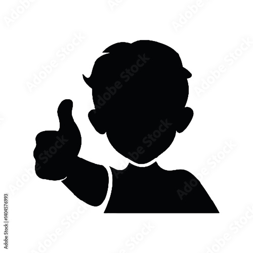 silhouette of a  boy with thumb up