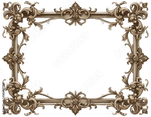 Ornate Baroque Frame in Bronze Gold for Grandeur and Elegance against Black Background with copy space